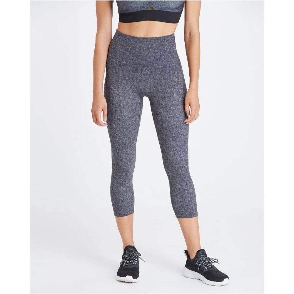 Spanx‎ Women's Heather Gray High Rise Cropped Compression Leggings Size L